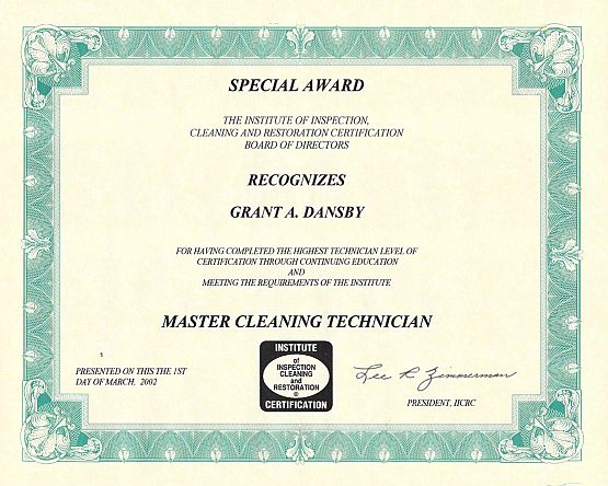 Master Cleaning Technician Certificate