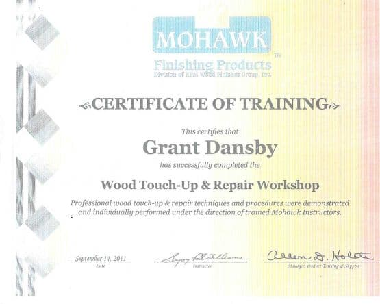 Certificate of Wood Repair Training