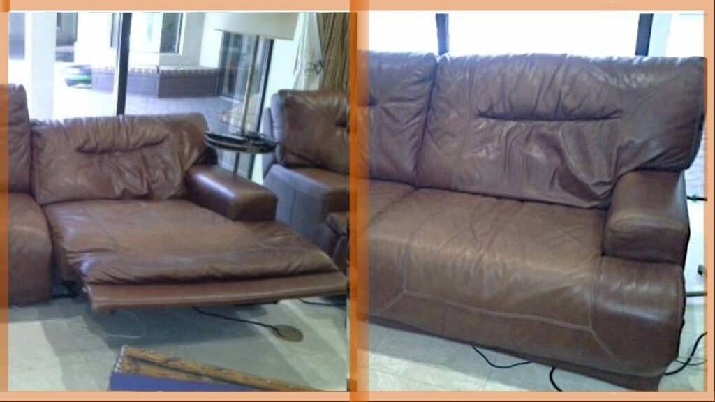 Brown Leather Recliner Stuck Up and Crooked » MasterTech Furniture Repair