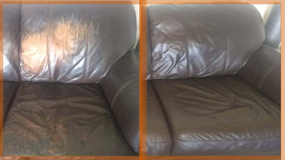 Dog Scratches on Leather Sofa Repaired