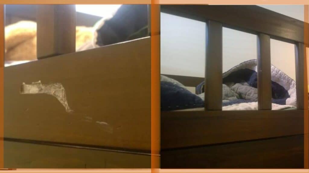 Gouged bunk bed moving damage