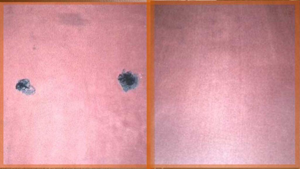 Here, We Cleaned Ink Spots off a Red Microfiber Couch